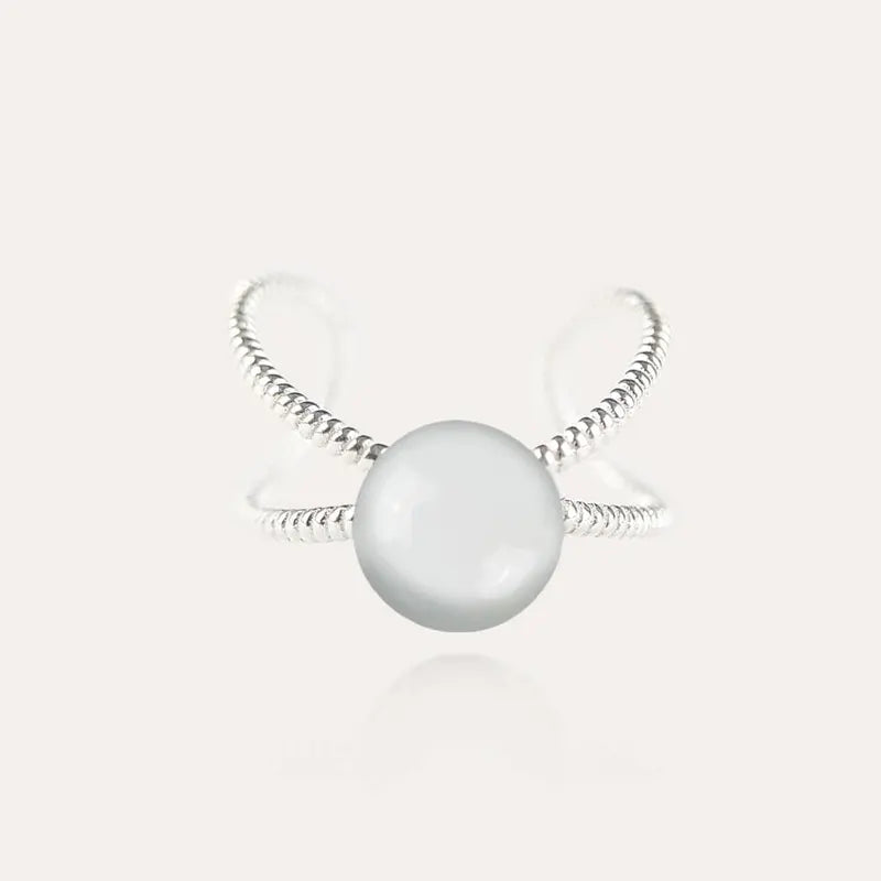 Bague entrelacée chevalière pour femme pour petit doigt, blanche lumine