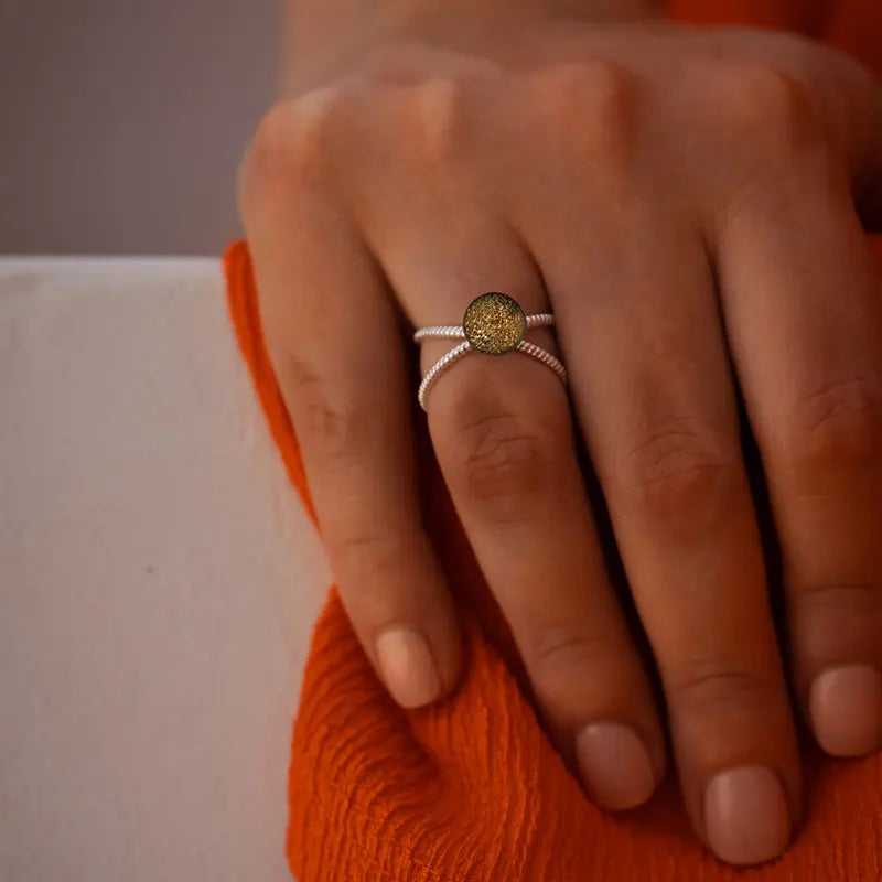 Bague entrelacée fête des mères en argent 925, marron et orange alara