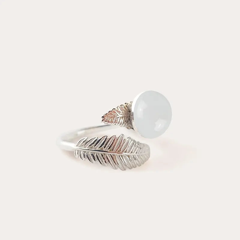 Bague feuille bijoux en argent 925 blanche lumine
