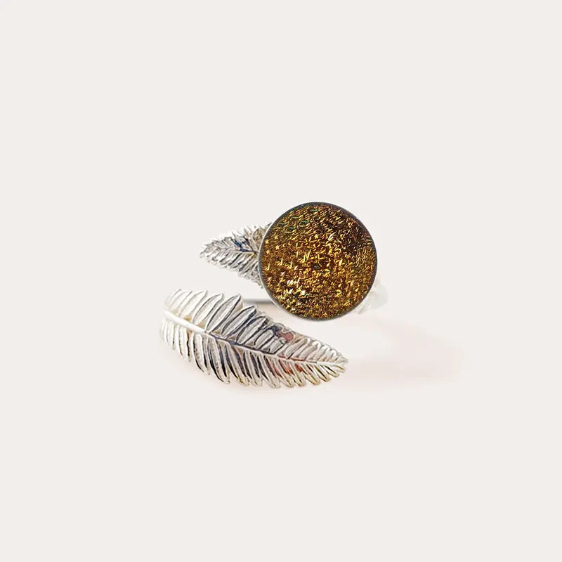 Bague feuille boule marron orange alara