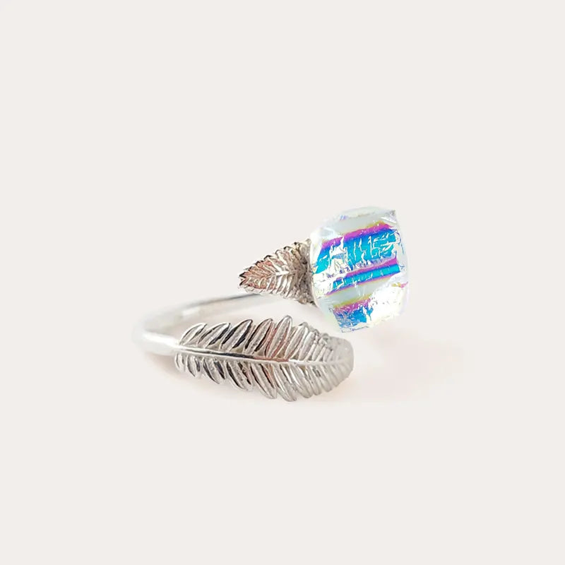 Bague feuille doigt en argent 925 doré eclatine