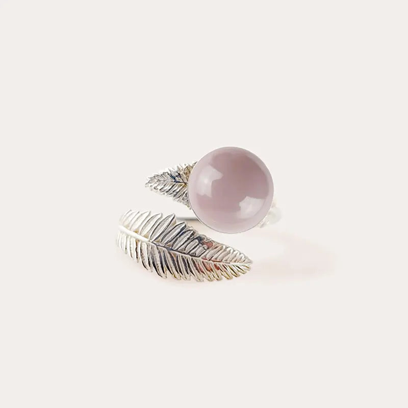 Bague feuille jewelry bijoux en argent rose roselite