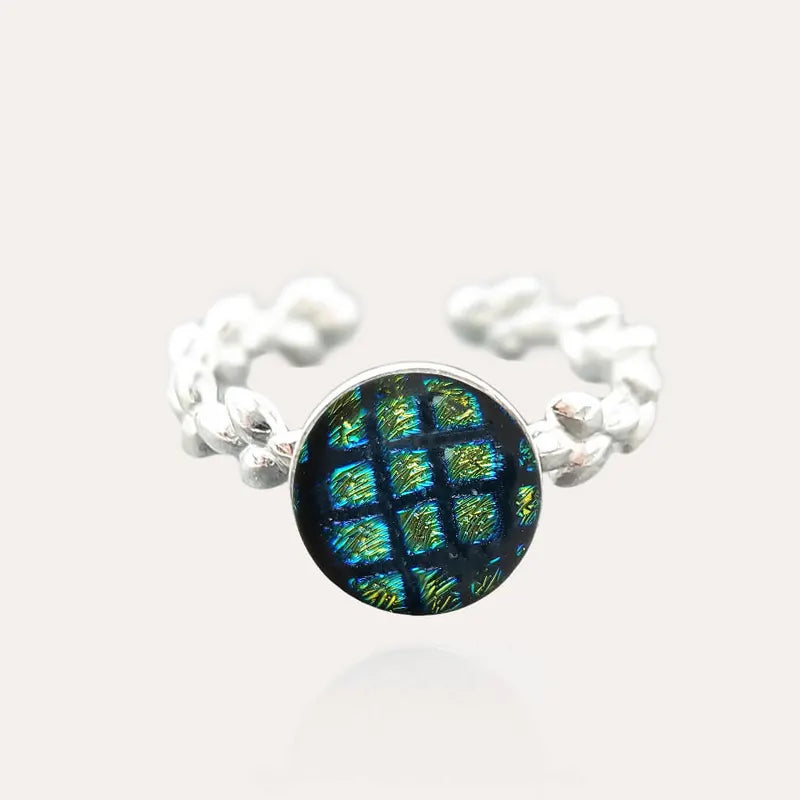 Bague feuille réglable originale verte charmella
