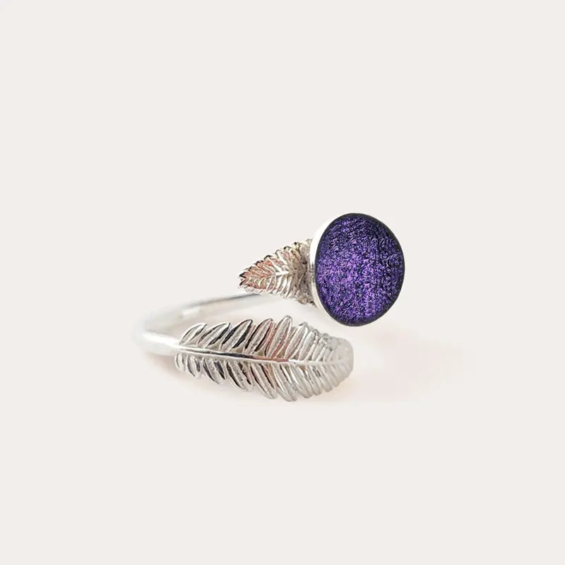 Bague feuille site de en argent 925 violette lilalune