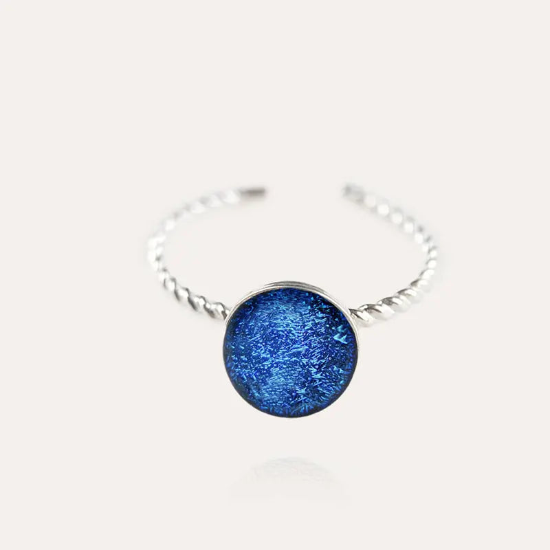 Bague torsadée avec perle argent 925 bleu lagonia