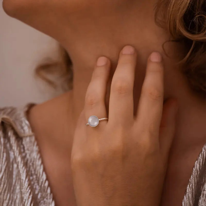 Bague torsadée chevalière pour femme argent rose roselite