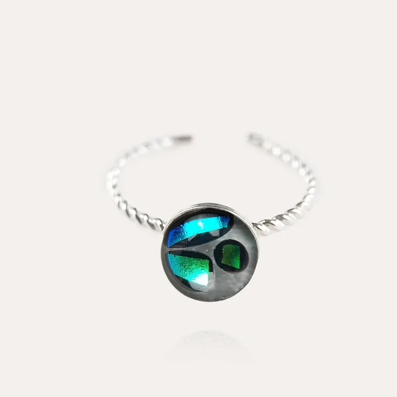 Bague torsadée femme pour le pouce argent bleu voluca