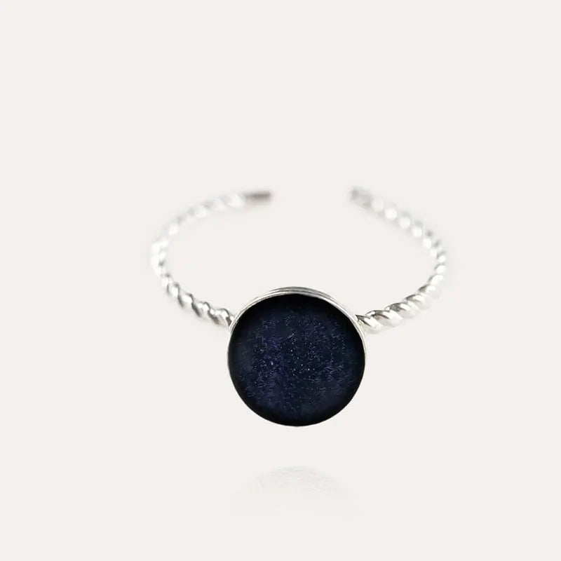 Bague torsadée grosse argent bleu albarelle