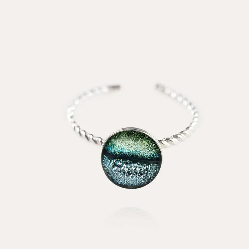 Bague torsadée grosse originale femme argent 925 verte oryna