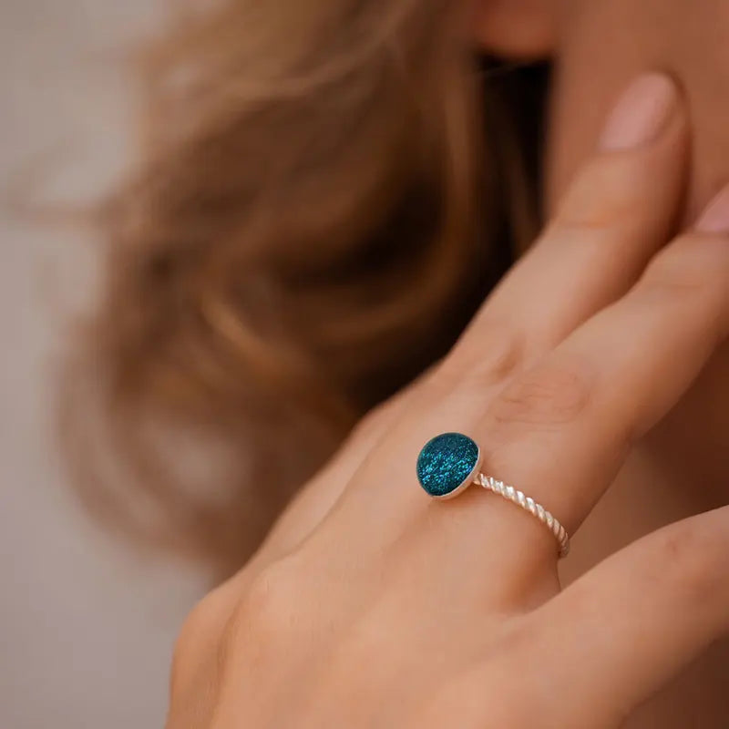 Bague torsadée pas cher argent 925 bleu laga