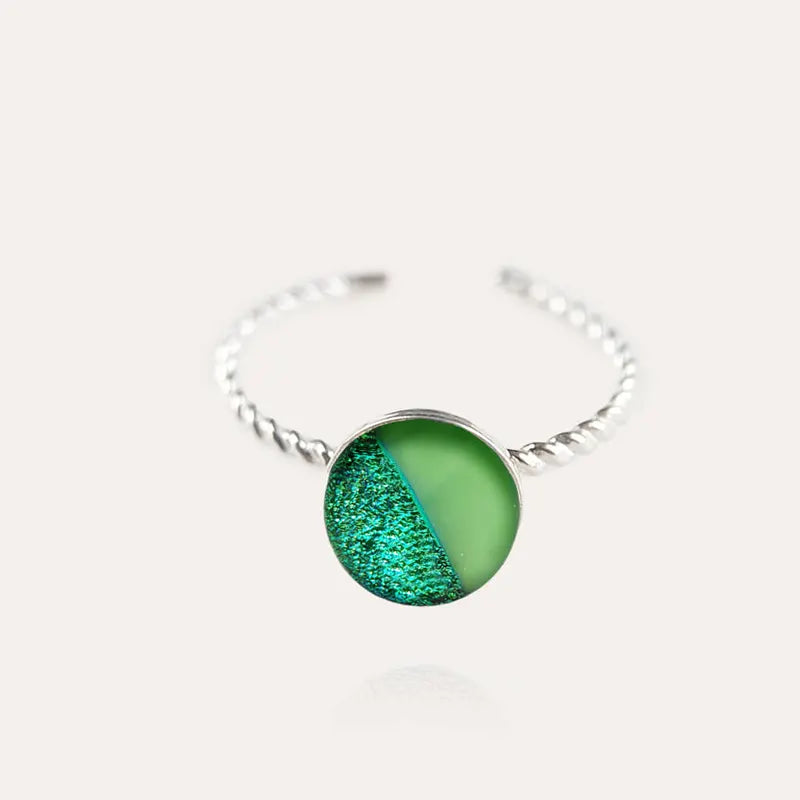 Bague torsadée pour petit doigt femme argent massif verte avantica