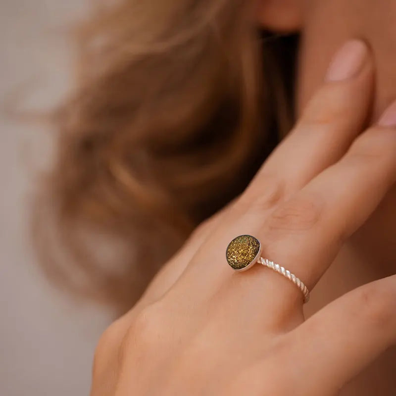 Bague torsadée taille doigt femme argent massif marron orange alara