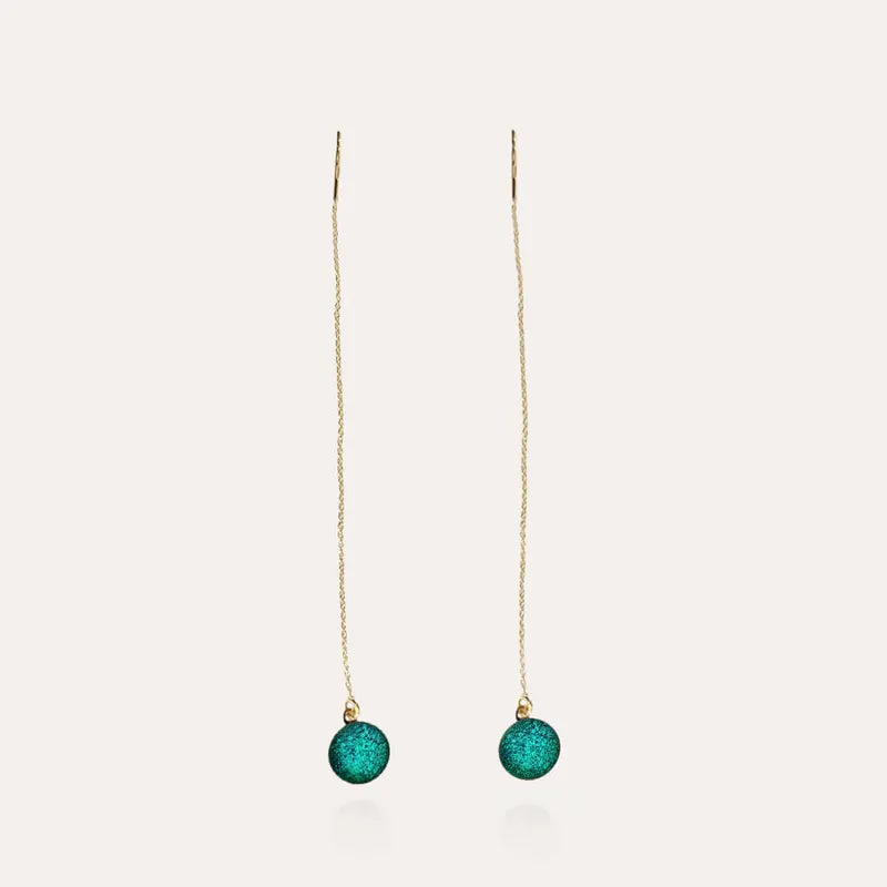Boucles d'oreilles Sun - Vert d'eau Doré - Les Perles de Mélina Boucles d'oreilles Sun - Vert d'eau Doré - Les Perles de Mélina