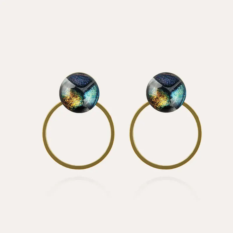 Boucles d'oreilles créoles originales or multicolore elumina