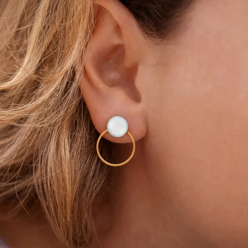 Boucles d'oreilles créoles avec pendentif dorées blanches lumine