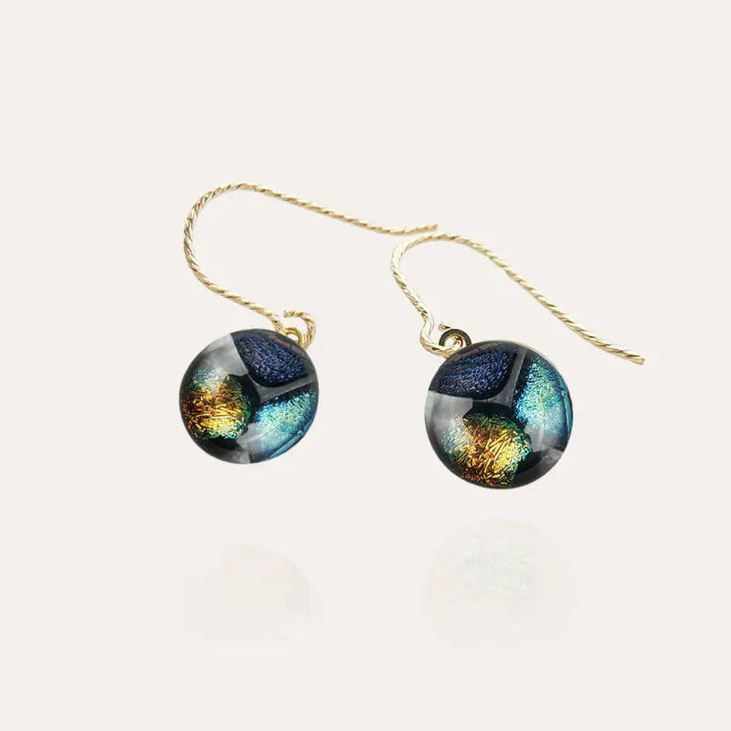 Boucles d'oreilles crochet pendantes plaqué or multicolore elumina