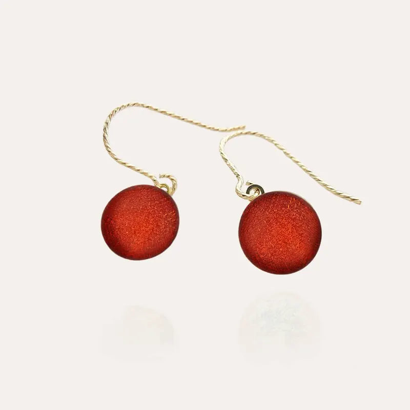 Boucles d'oreilles crochet longues en or rouge flambesia