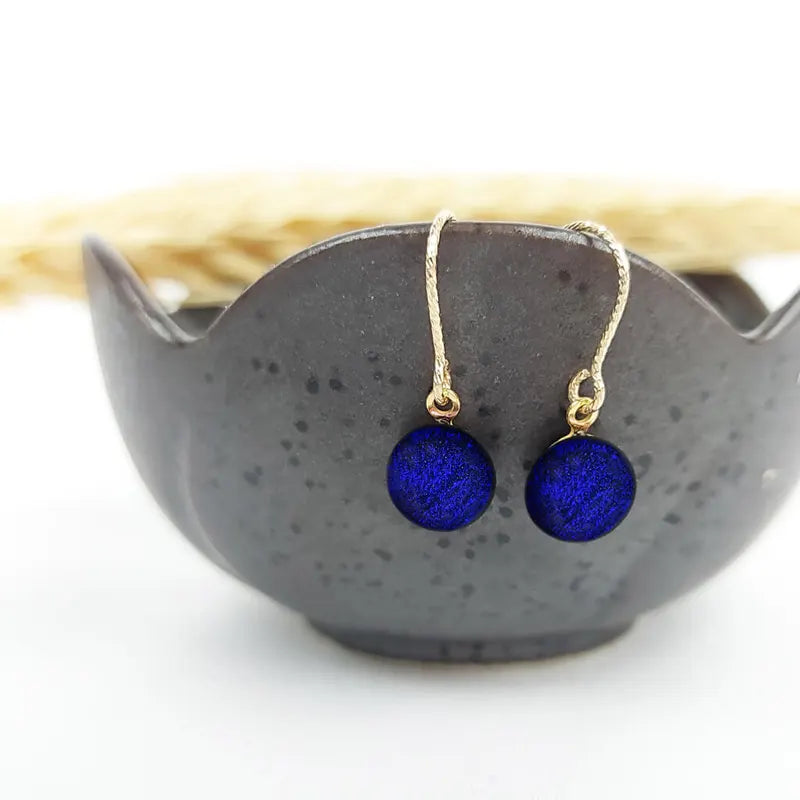 Boucles d'oreilles crochet made in France en or bleu nocturnelle
