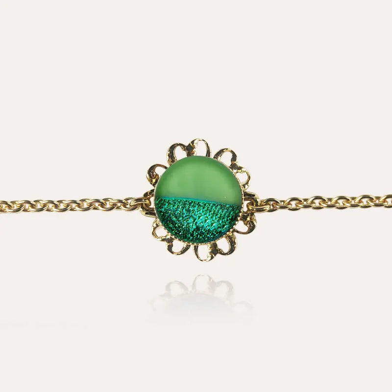 Bracelet fleur perle de verre