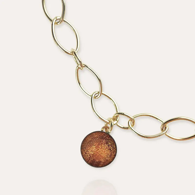 Bracelet pampille en verre ajustable pour femme, or marron et orange safrane