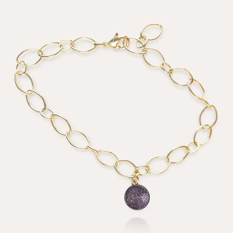 Bracelet pampille en verre breloque en doré rose selenia