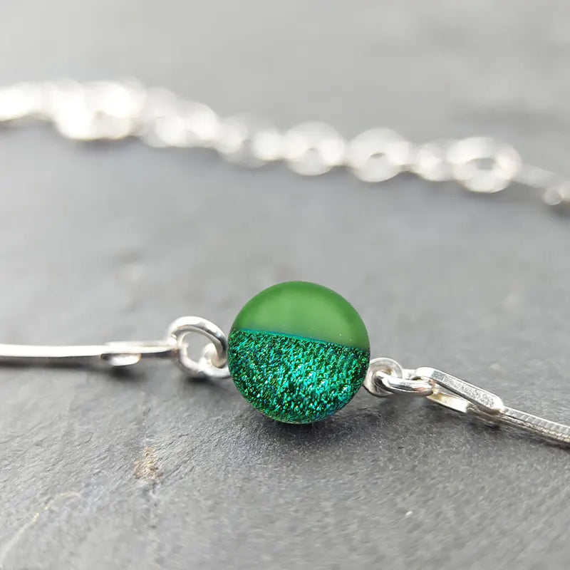 Bracelet serpent artisanal pour femme en argent, vert |Sélestine