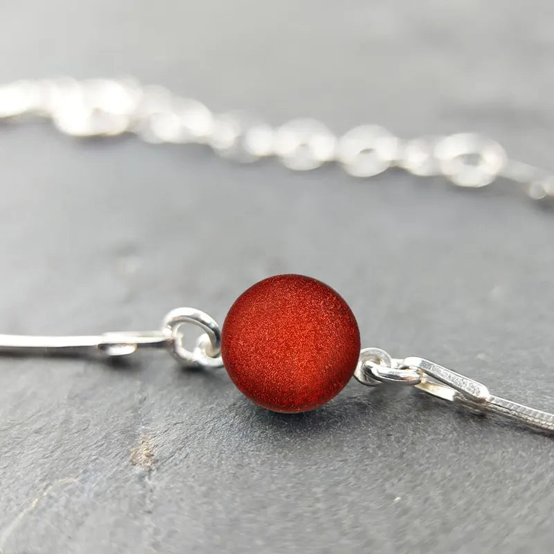 Bracelet serpent discret et fin pour femme en argent massif, rouge flambesia