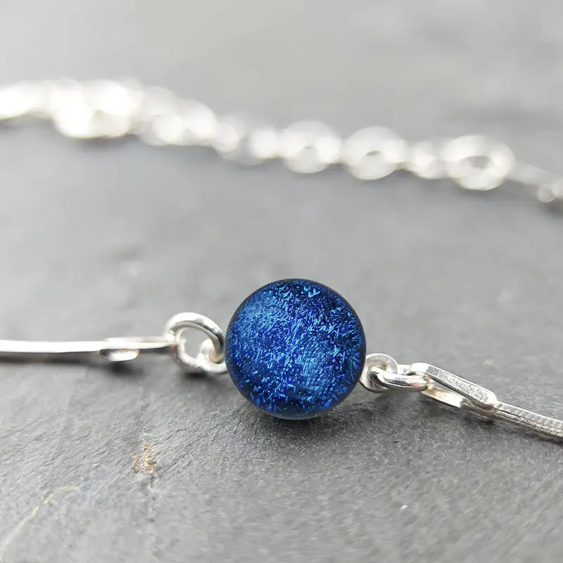 Bracelet serpent à perle pour femme en argent 925, bleu lagonia