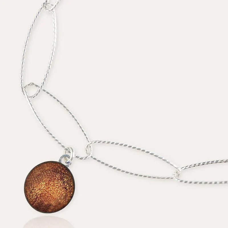 Bracelet torsade bijoux tendance en argent marron orange safrane