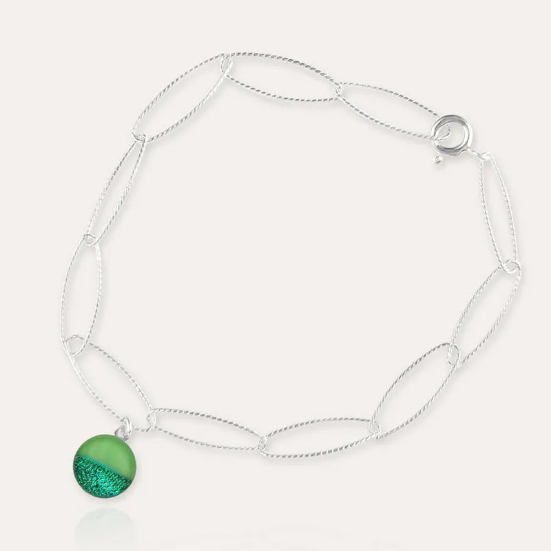 Bracelet torsade fabrication française en argent 925 vert avantica