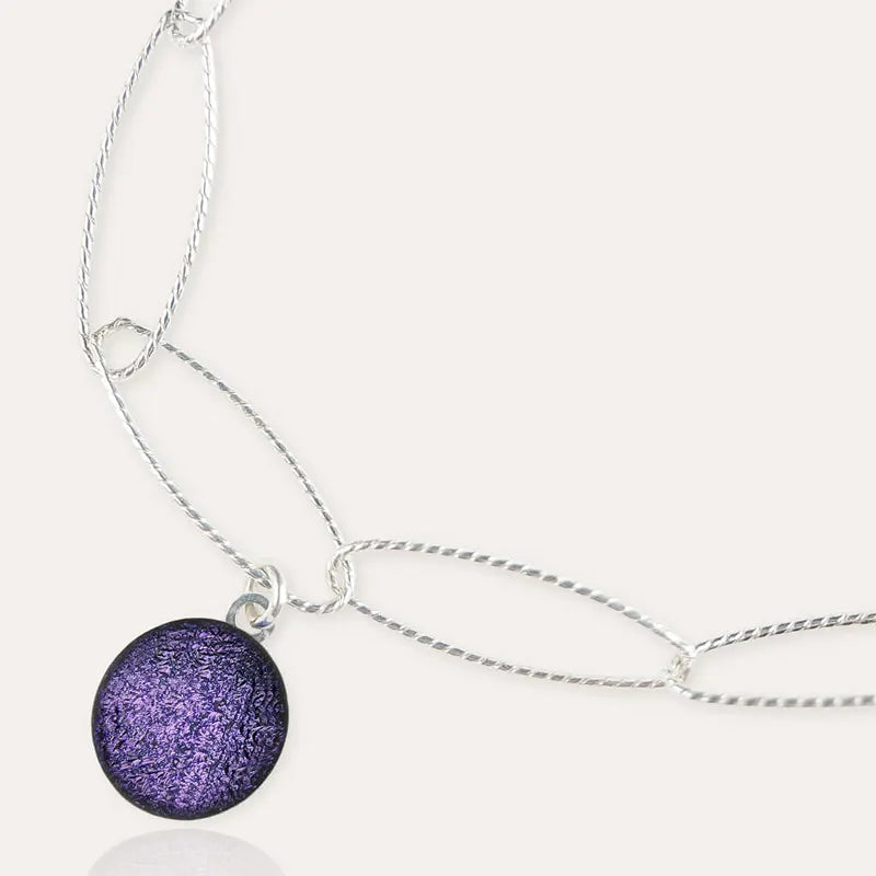 Bracelet torsade avec pampille en argent 925 violet lilalune