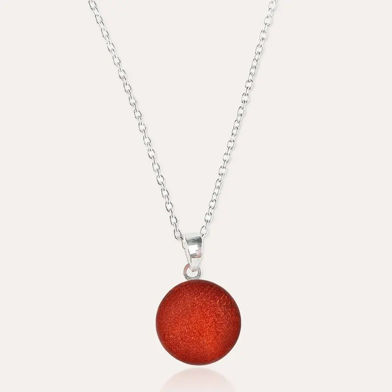 Collier femme médaille en argent rouge flambesia