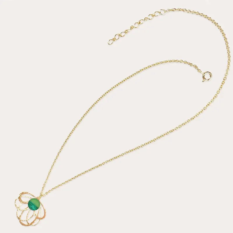 Collier pour femme tendance torsade en or, vert avantica