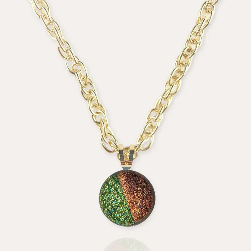 Collier ras de cou en perle de verre, bijoux de créateur doré et marron terriane