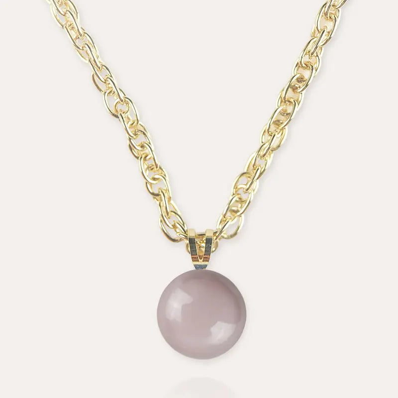 Collier ras de cou en perle de verre pour l'été, femme en or rose roselite