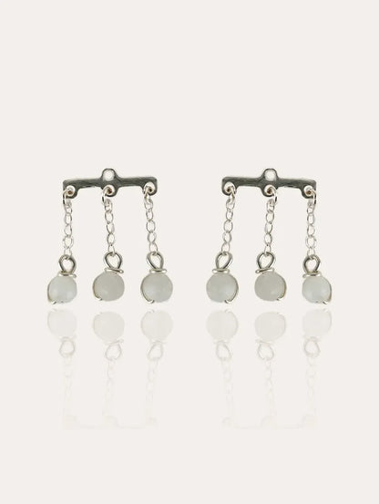 Pierre de lune boucles d'oreille dos d'oreille paire