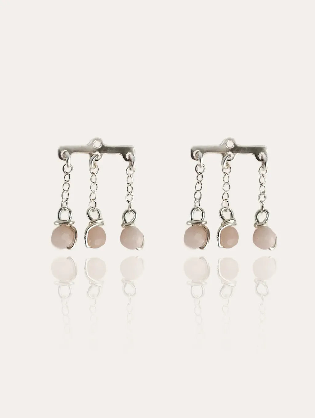 Opale Rose boucles d'oreille dos d'oreille paire