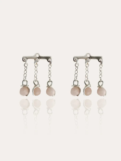 Opale Rose boucles d'oreille dos d'oreille paire