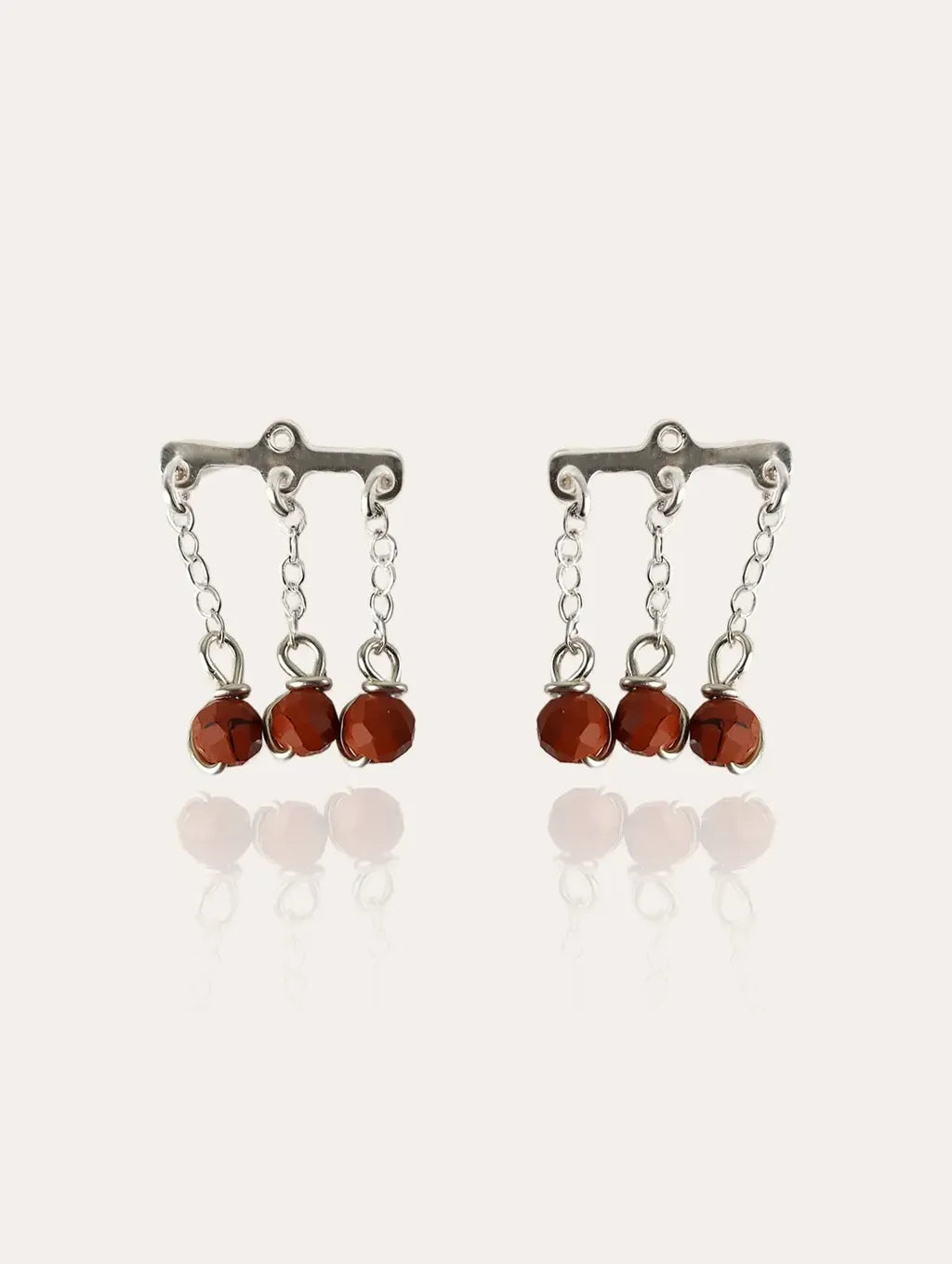 Jaspe rouge boucles d'oreille dos d'oreille paire