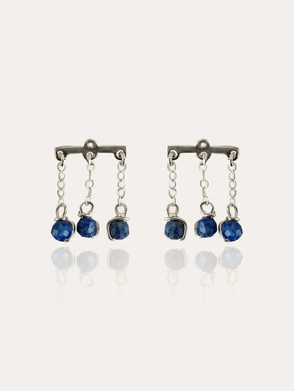 Lapis lazuli boucles d'oreille dos d'oreille paire