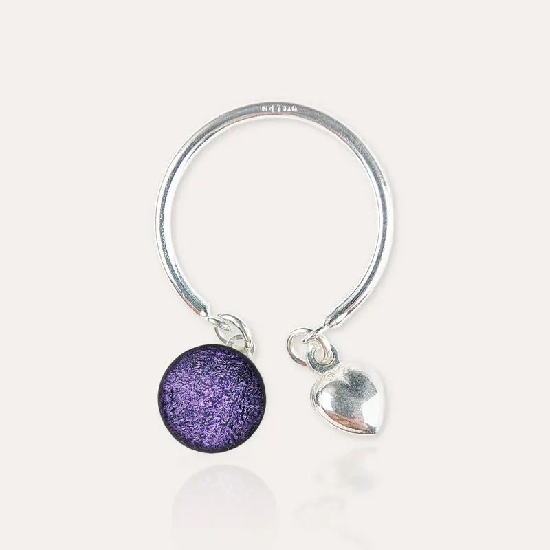 Bague breloque en argent violette lilalune