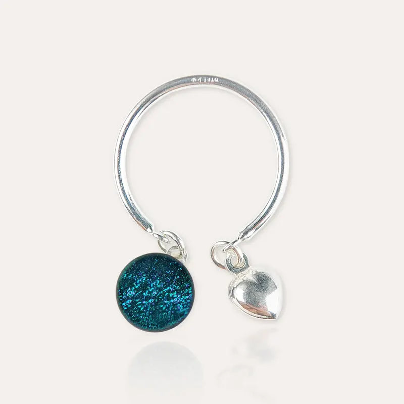 Bague breloque avec pendentif en argent massif bleu laga