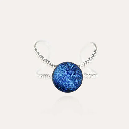 Bague entrelacée ajustable pour femme en argent 925, bleu lagonia