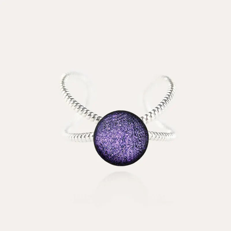 Bague entrelacée de pouce pour femme en argent, violette lilalune