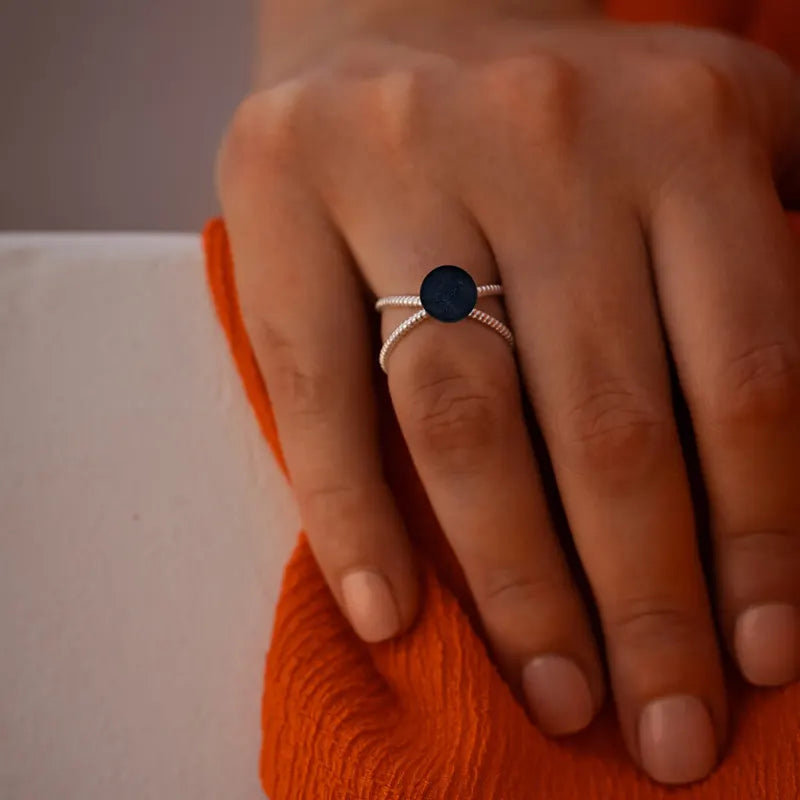 Bague entrelacée pour femme pas cher en argent, bleu albarelle