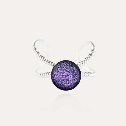 Bague entrelacée avec opale argent violette lilalune
