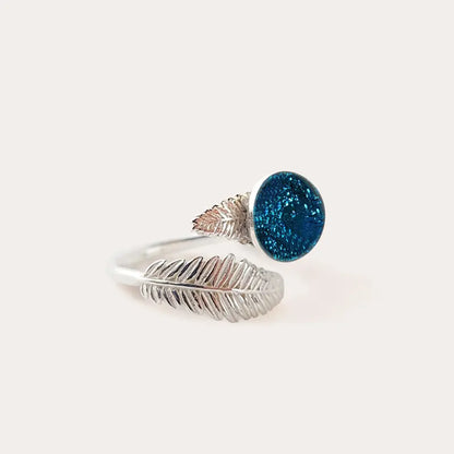 Bague feuille anneau en argent 925 bleu azuline
