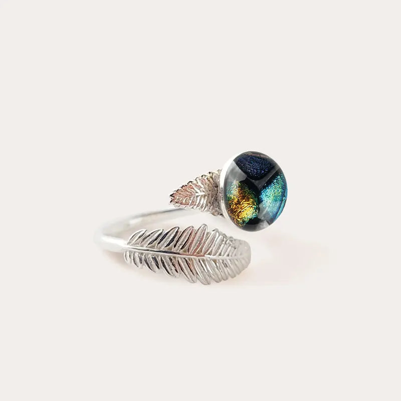 Bague feuille en couleur argent 925 multicolore elumina