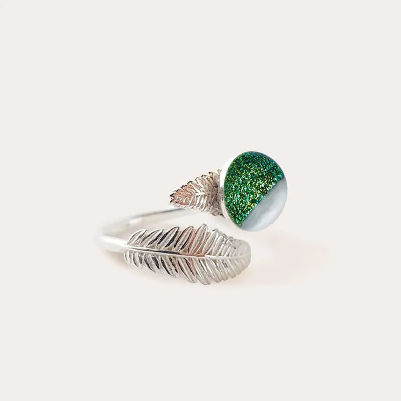 Bague feuille pour femme anneau en argent 925 verte orneige