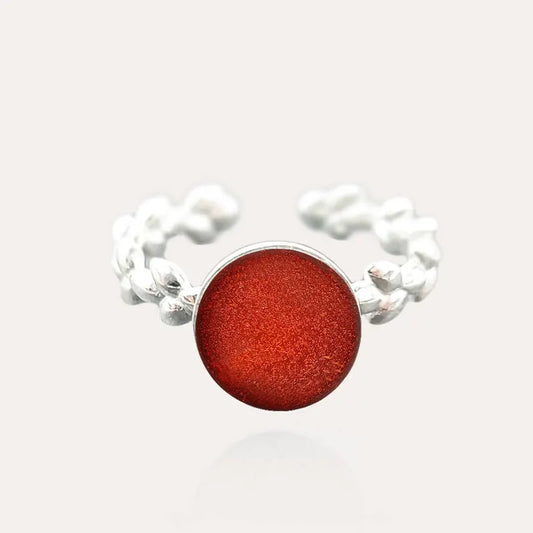 Bague feuille opale rouge flambesia
